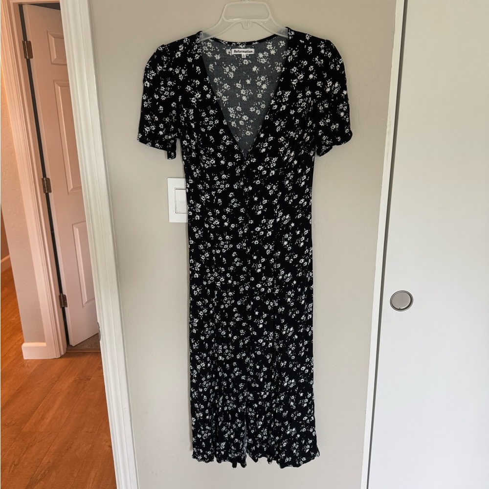 Floral Black Reformation Dress